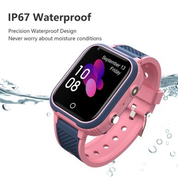 IP67 Детские умные часы-трекер GPS WIFI Видео Розовый