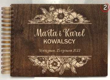 KSIĘGA GOŚCI NA WESELE ŚLUB Z ANKIETAMI PERSONALIZOWANA DREWNIANA PAMIĄTKA