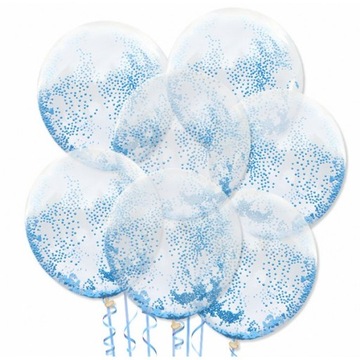 ZESTAW 5 SZTUK BALON GUMOWY PRZEZROCZYSTY Z NIEBIESKĄ PIANKĄ