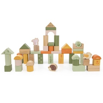 VIGA PolarB DREWNIANE KLOCKI ZIELONE ZESTAW ZWIERZĄTKA 50 ELEMENTÓW