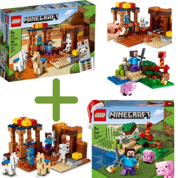 LEGO Minecraft 21167 Punkt handlowy + LEGO Minecraft 21177 Zasadzka Creeper