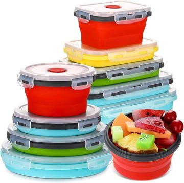 LUNCHBOX POJEMNIK SILIKONOWY NA ŻYWNOŚĆ ZESTAW 8SZT ŻAROODPORNE SZCZELNE