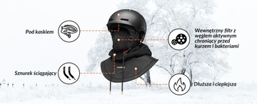 ROCKBROS Kominiarka Rowerowa Czapka Zimowa Ocieplacz Szyi na Kask Zielona