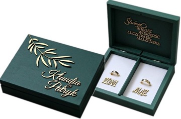 Pudełko na obrączki Glamour Zielono Złote