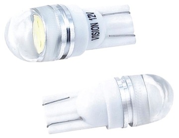 ŻARÓWKA W5W T10 12V LED WYPUKŁA SOCZEWKA BIAŁA 2X O4P58