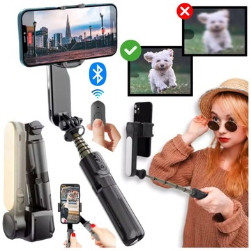 SELFIESTICK GIMBAL LED NAGRYWANIE KLIPÓW AUTOMATYCZNA STABILIZACJA PORZĄDNY