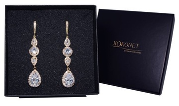 ELEGANCKIE długie KOLCZYKI ślubne OKAZAŁE diamenty