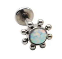 Labret kolczyk stalowy tragus Opal cluster ozdobny 8mm
