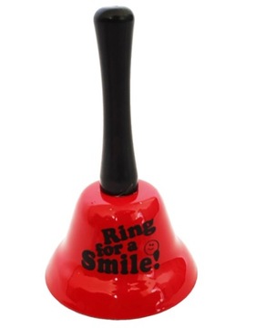 CZERWONY DZWONEK Z RĄCZKĄ NA UŚMIECH RING FOR A SMILE DO BIURA GADŻET