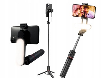 DŁUGI KIJ SELFIE BLUETOOTH DO TELEFONU LAMPKA LED 9 TRYBÓW STATYW PILOT