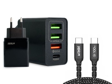 UNIWERSALNA SZYBKA ŁADOWARKA ZASILACZ KABEL PRZEWÓD USB-C/USB-C 100W 0,5m