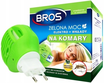ELEKTROFUMIGATOR ELEKTRO NA KOMARY DO KONTAKTU + WKŁADY BROS ZIELONA MOC