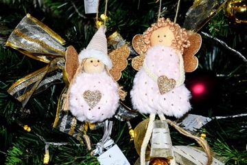 РОЖДЕСТВЕНСКАЯ ЕЛКА УКРАШЕНИЕ АНГЕЛ РОЗОВЫЙ 9X12X4 СМ ПОДАРОК