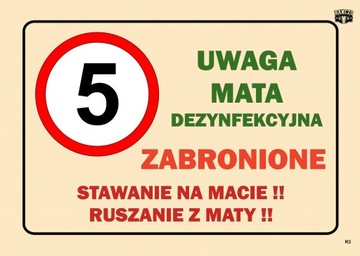 TABLICA INFORMACYJNA UWAGA MATA DEZYNFEKCYJNA 5KM