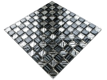 MOZAIKA SZKLANA BLACK DIAMOND CZARNA SREBRNA 8MM