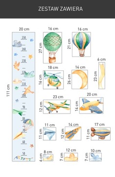 Наклейка «МЕРА РОСТА»: воздушные шары, самолеты, ракеты