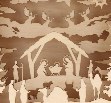 РОЖДЕСТВЕНСКИЙ вертеп с подсветкой, 3D витраж V5