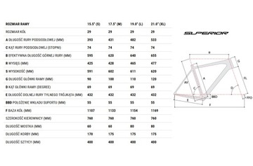 Размер велосипеда SUPERIOR XP 929 19-дюймовая СУП XP929 2023 г.