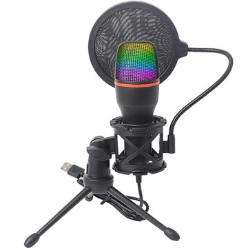 Компьютерный микрофон, конденсаторный, ИГРОВОЙ, студийный КАРАОКЕ, USB-фильтр