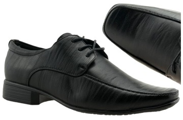 MOKASYNY CHŁOPIĘCE DZIECIĘCE PÓŁBUTY WIZYTOWE, KOMUNIJNE CZARNE PANTOFLE 40