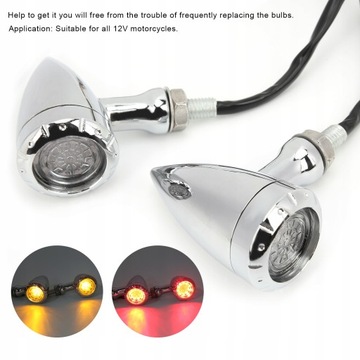 2 szt. Motocykl LED Turn Signal Lamp Retro Żółte
