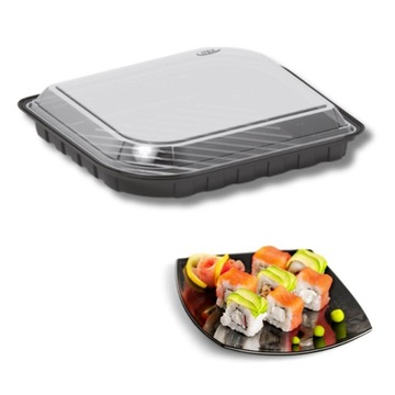 Pudełko Opakowania z pokrywką na sushi zestaw 1080ml 50szt
