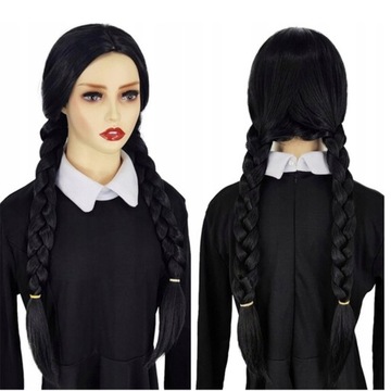 ПАРИК WEDNESDAY ADDAMS ЧЕРНЫЕ КОСИКИ 56 СМ УНИВЕРСАЛЬНЫЙ 56 СМ