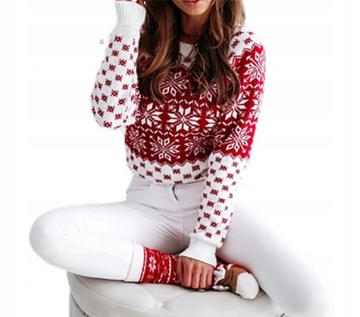 CIEPŁY SWETER ŚWIĄTECZNY ŚNIEŻKI NORWESKI STYL,XL