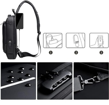 СУМКА-СЛИНГ НАГРУДНАЯ СУМКА, МУЖСКАЯ СУМКА НА ПЛЕЧЕ, ЗАЩИТА ПАРОЛЕМ