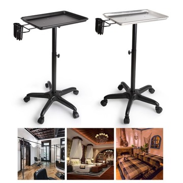 CZARNY WÓZEK NA NARZĘDZIA FRYZJERSKIE 70-110 CM Z REGULACJĄ