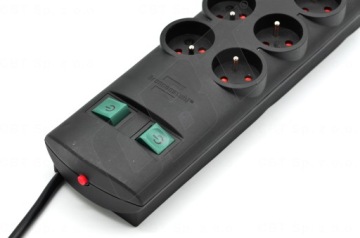 РАЗЪЕМ ПИТАНИЯ С ЗАЩИТОЙ 10 РОЗЕТОК УДЛИНИТЕЛЬНЫЙ КАБЕЛЬ 2М ДВОЙНОЙ РЯД