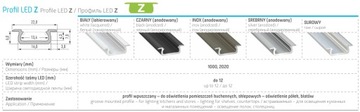 PROFIL DO TAŚM LED WPUSZCZANY Z 1M SREBRNY + KLOSZ