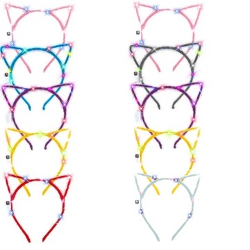 ДЕКОРАТИВНАЯ ПОВЯЗКА НА ГОЛОВУ КОШАЧЬИ УШИ CAT LED СВЕТЯЩАЯСЯ УНИВЕРСАЛЬНАЯ