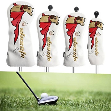 4 шт., чехлы на голову для клюшки для гольфа из искусственной древесины и собаки белого цвета