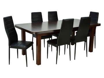 Stół duży rozkładany 100x200/300 Fornir 6 krzeseł