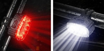 НАБОР МОЩНЫХ ВЕЛОСИПЕДНЫХ ЛАМП ПЕРЕДНЯЯ ЗАДНЯЯ СВЕТОДИОДНАЯ ВОДОНЕПРОНИЦАЕМАЯ USB-БАТАРЕЯ