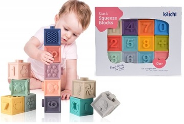 MIĘKKIE KLOCKI SENSORYCZNE DLA DZIECI ZESTAW 12SZT