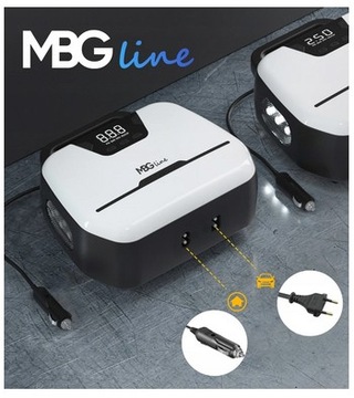 ПОРТАТИВНЫЙ АВТОМОБИЛЬНЫЙ КОМПРЕССОР 12 В / 230 В, светодиодный ЖК-дисплей