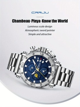 1 шт. Мужские часы с большим циферблатом, многофункциональный хронограф со сталью