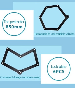 Blokada rowerowa składana PAKKO z uchwytem i 2 kluczami 85cm (E011)