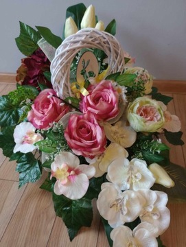 Украшение кладбища МОГИЛА композиция ВЕСНА ПАСХА НАБОР тюльпанов