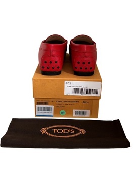 TOD'S mokasyny czerwone skórzane r. 38,5