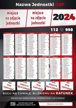 KALENDARZ STRAŻACKI A3 wersja 5 - 50 szt OSP STRAŻ