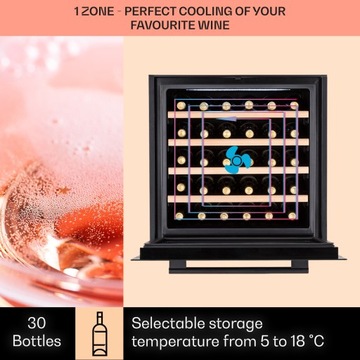 ВСТРАИВАЕМЫЙ ВИННЫЙ ХОЛОДИЛЬНИК KLARSTEIN ХОЛОДИЛЬНИК ВИННЫЙ ХОЛОДИЛЬНИК НА 30 БУТЫЛОК СТЕКЛО