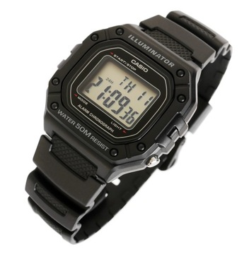 Casio zegarek męski W-218H-1AVEF sportowy czarny podświetlenie WR50m alarm