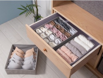 3x ВСТАВКА-ОРГАНИЗАТОР ДЛЯ БЕЛЬЯ В ЯЩИК ГАРДЕРОБА серый