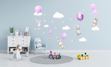 Наклейка на стену из воздушных шаров кролика для детей