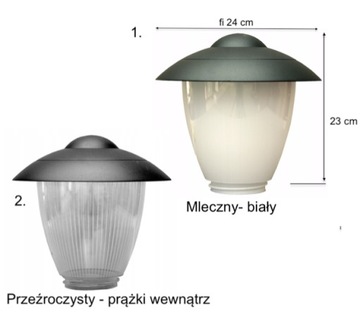 Klosz z daszkiem Cyrus do lamp ogrodowych. Mocowanie gwint fi 84,5 mm.