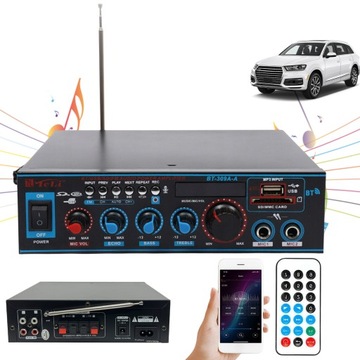 WZMACNIACZ DŹWIĘKU STEREO BLUETOOTH 800W Z PILOTEM BT-309A-A DO DOMU