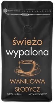 Kawa ziarnista Do ekspresu 1kg ŚWIEŻO PALONA 100% Arabica smakowa WANILIOWA